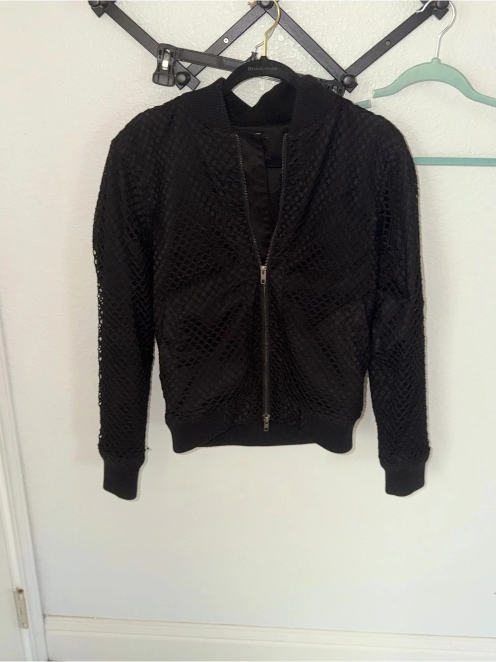 Publish Millo Men’s Small Black Mesh Layered Satin Twill Bomber Jacket